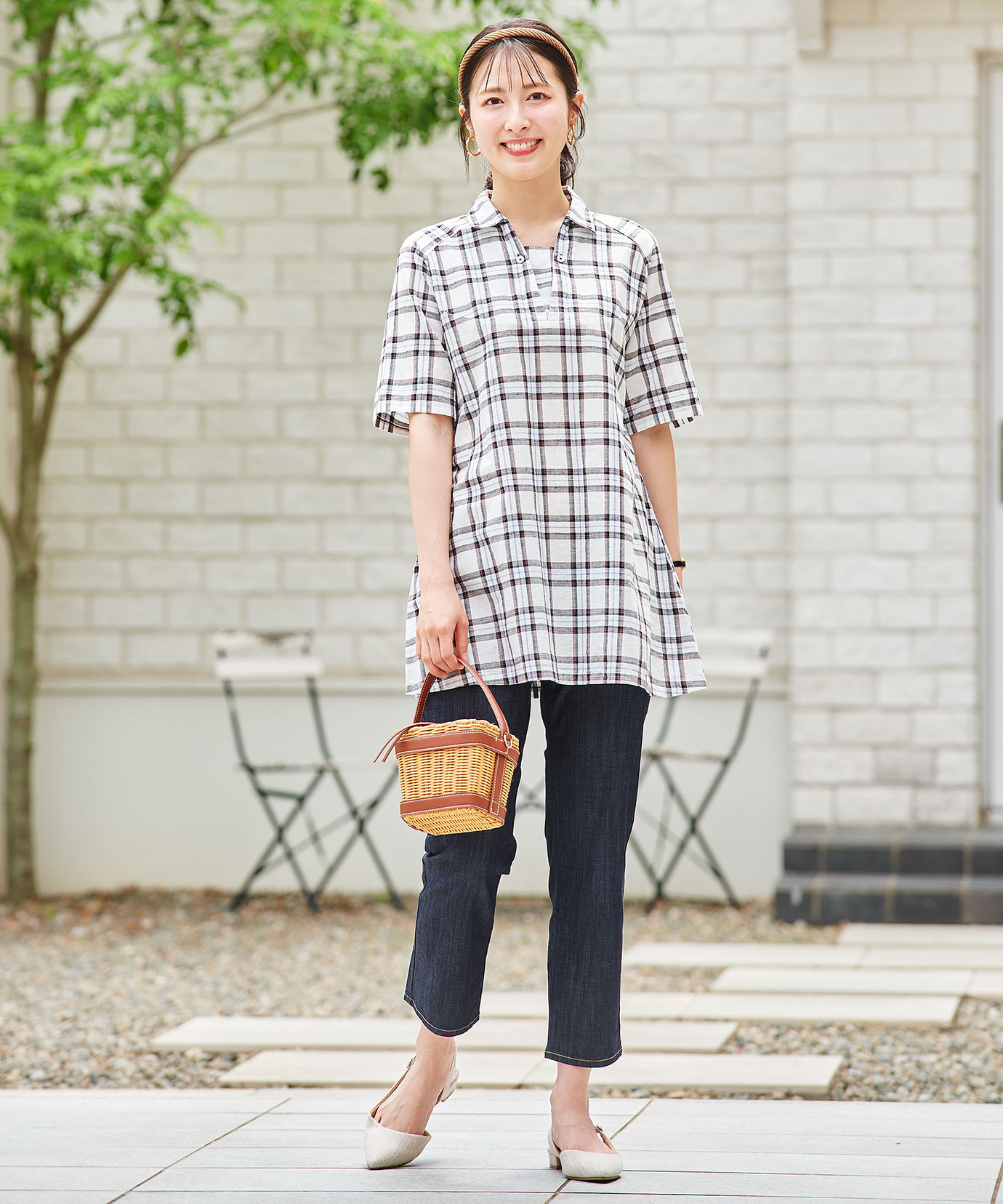 レディース コットンリネン スキッパー チュニック【オンライン