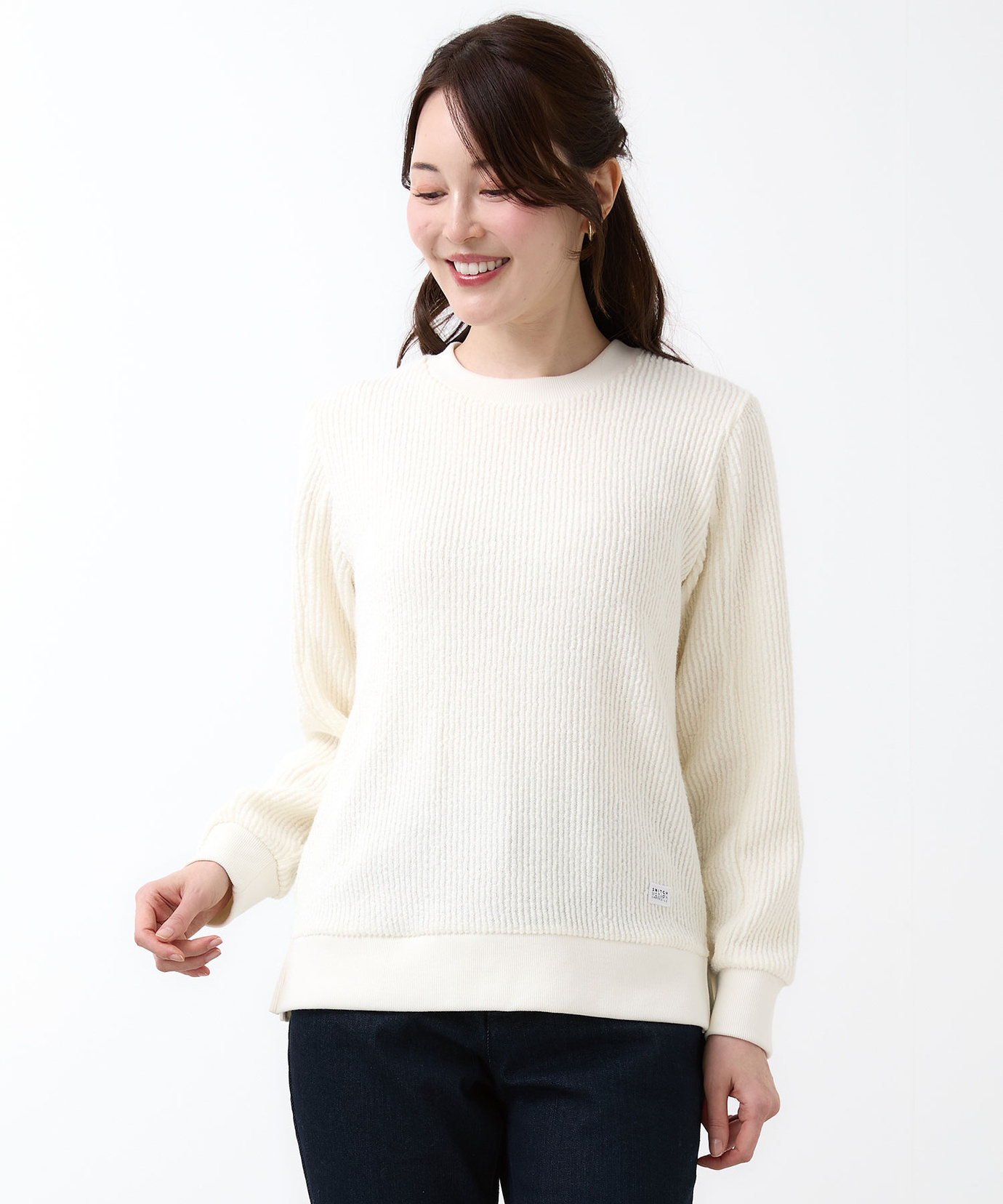 レディース ニット風 クルーネックトレーナー通販 [2002-56210