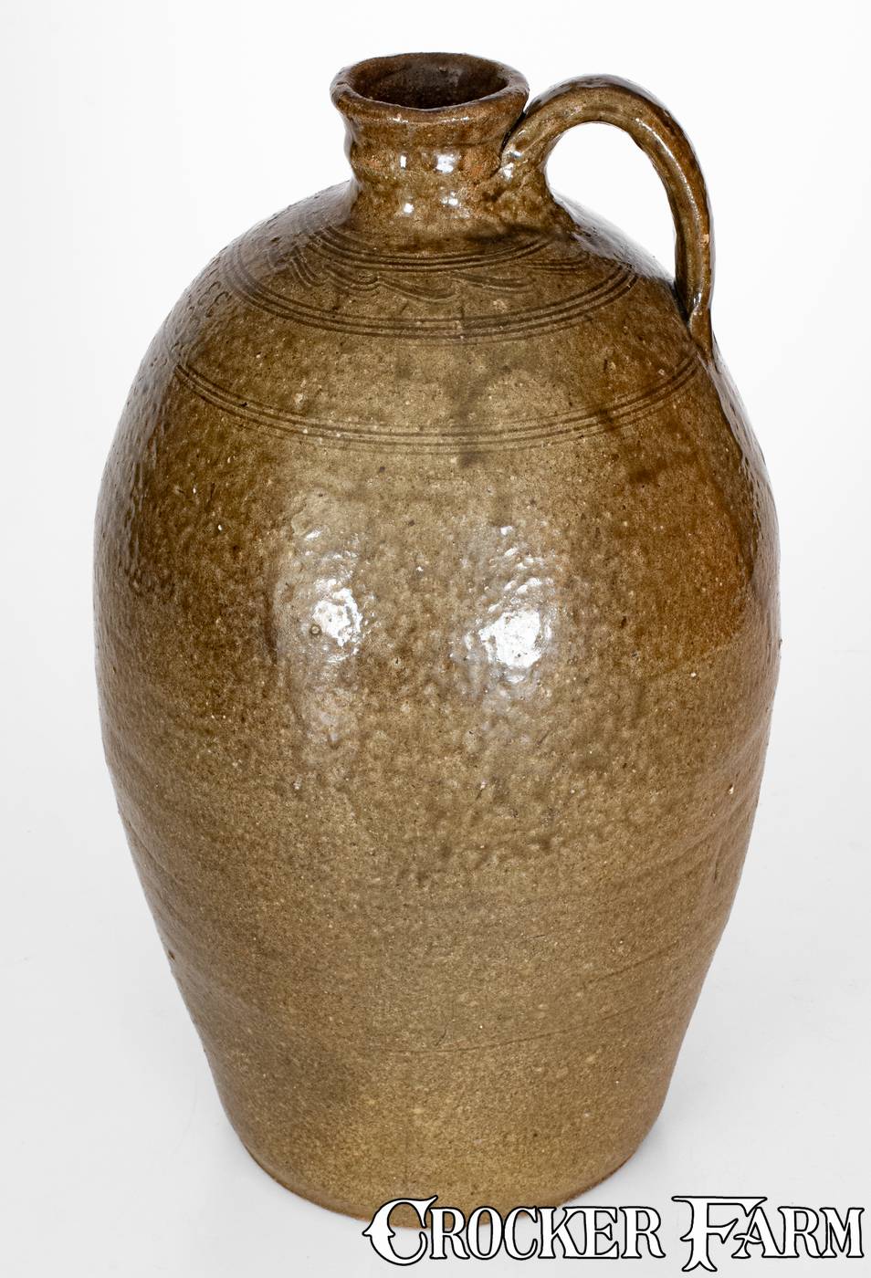 Unusual Alkaline-Glazed North Carolina Stoneware Jug w/ Profuse