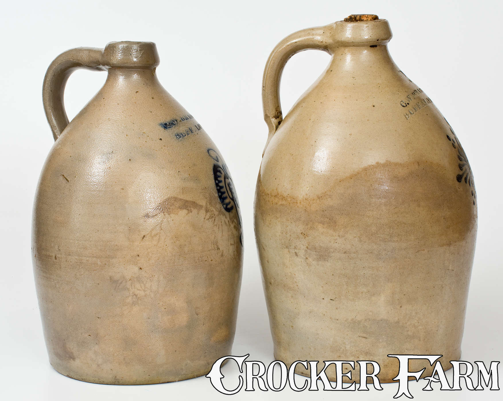 Two Two-Gallon C.W. BRAUN / BUFFALO. N.Y. Stoneware Jugs -- Lot