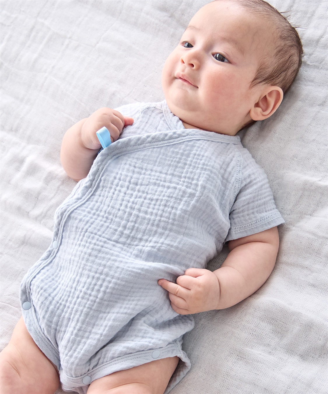 親子ペア可】綿100％ ダブルガーゼロンパース Rosemadame｜クロス