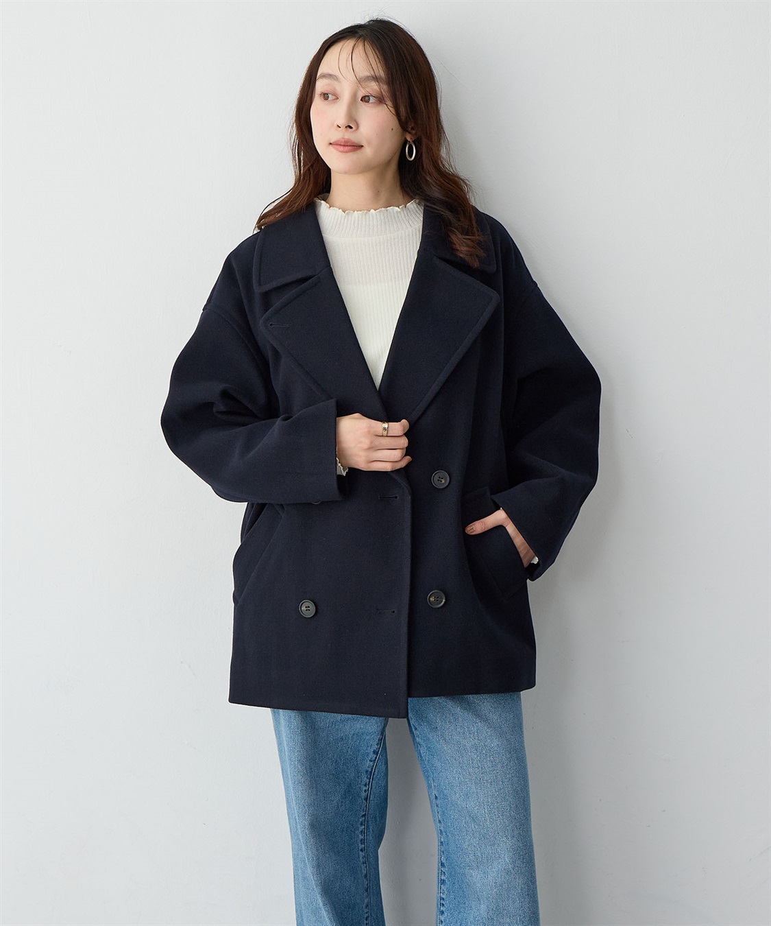 anyfee/大きいサイズ】ミディ丈Pコート anyfee｜クロスプラス公式通販