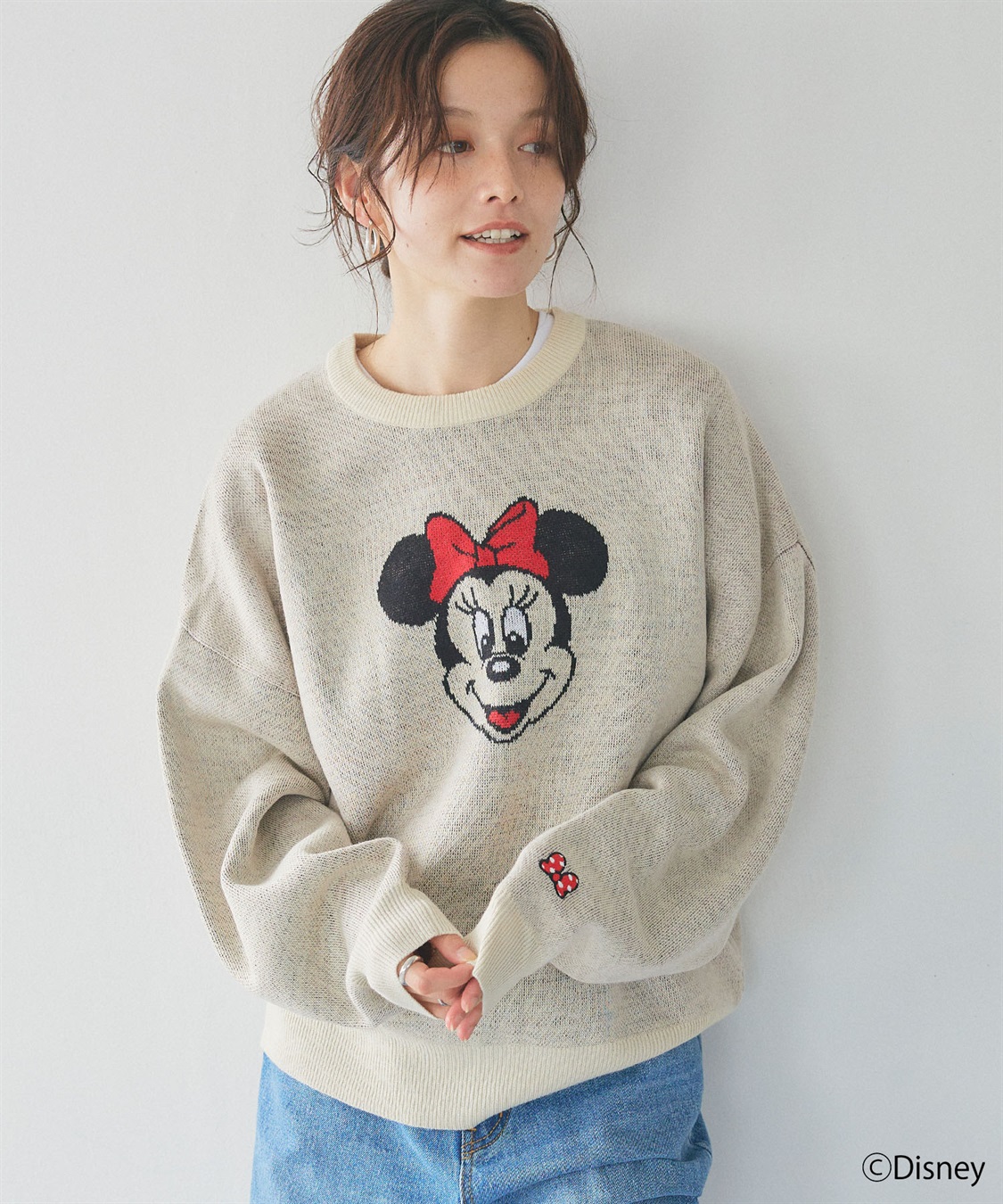 Disney/ディズニー】Minnie Mouse/ミニーマウス/ジャガードニットプル