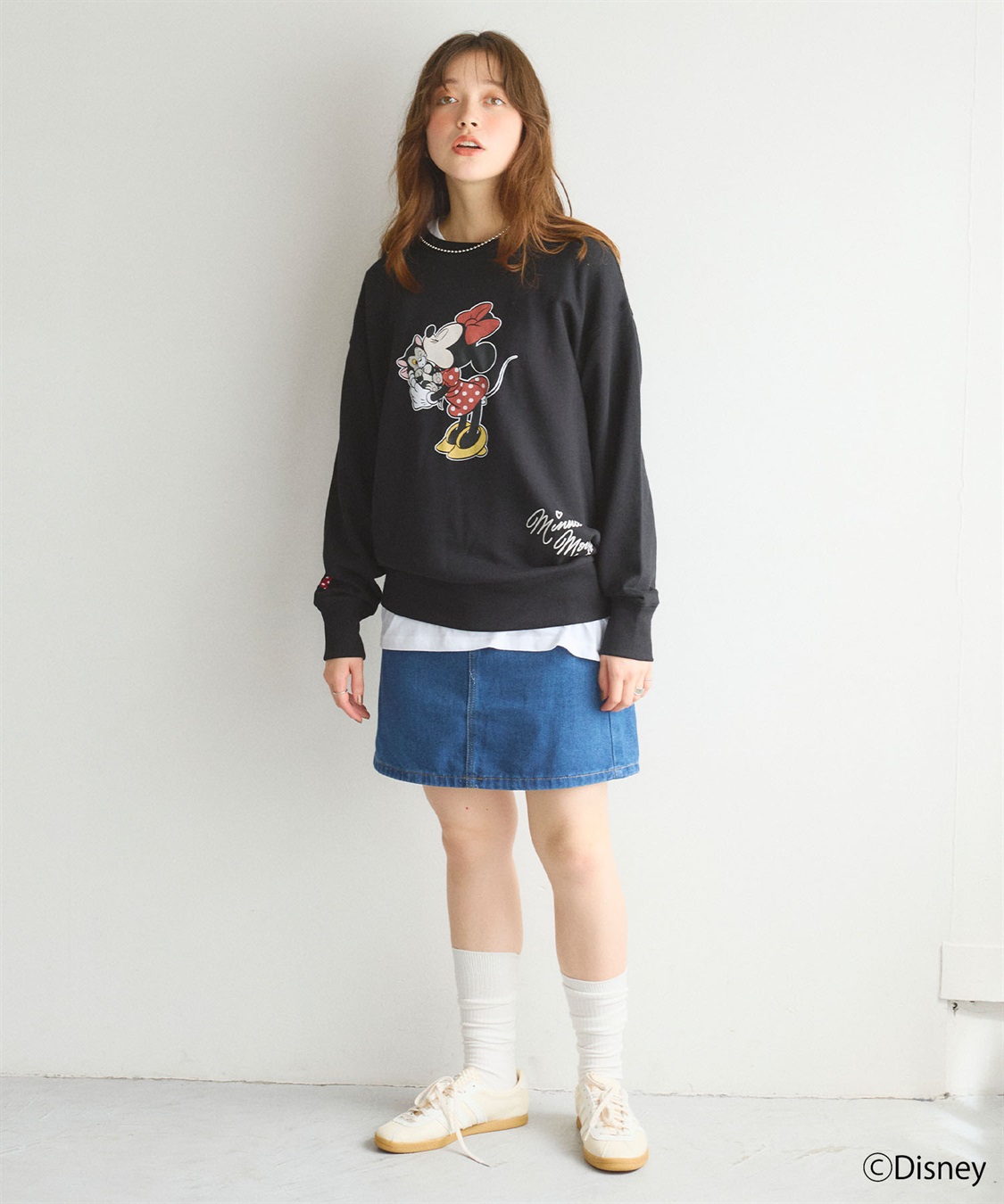 Disney/ディズニー】Minnie Mouse/ミニーマウス裏毛ドロップショルダー