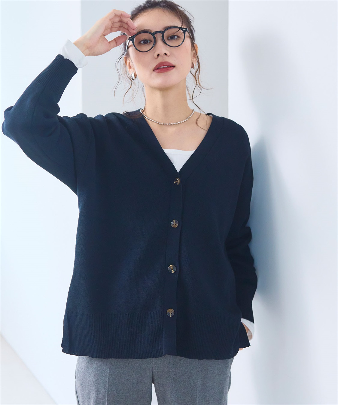 洗える》ダブルジャガードマシュマロニットカーディガン○セットアップ