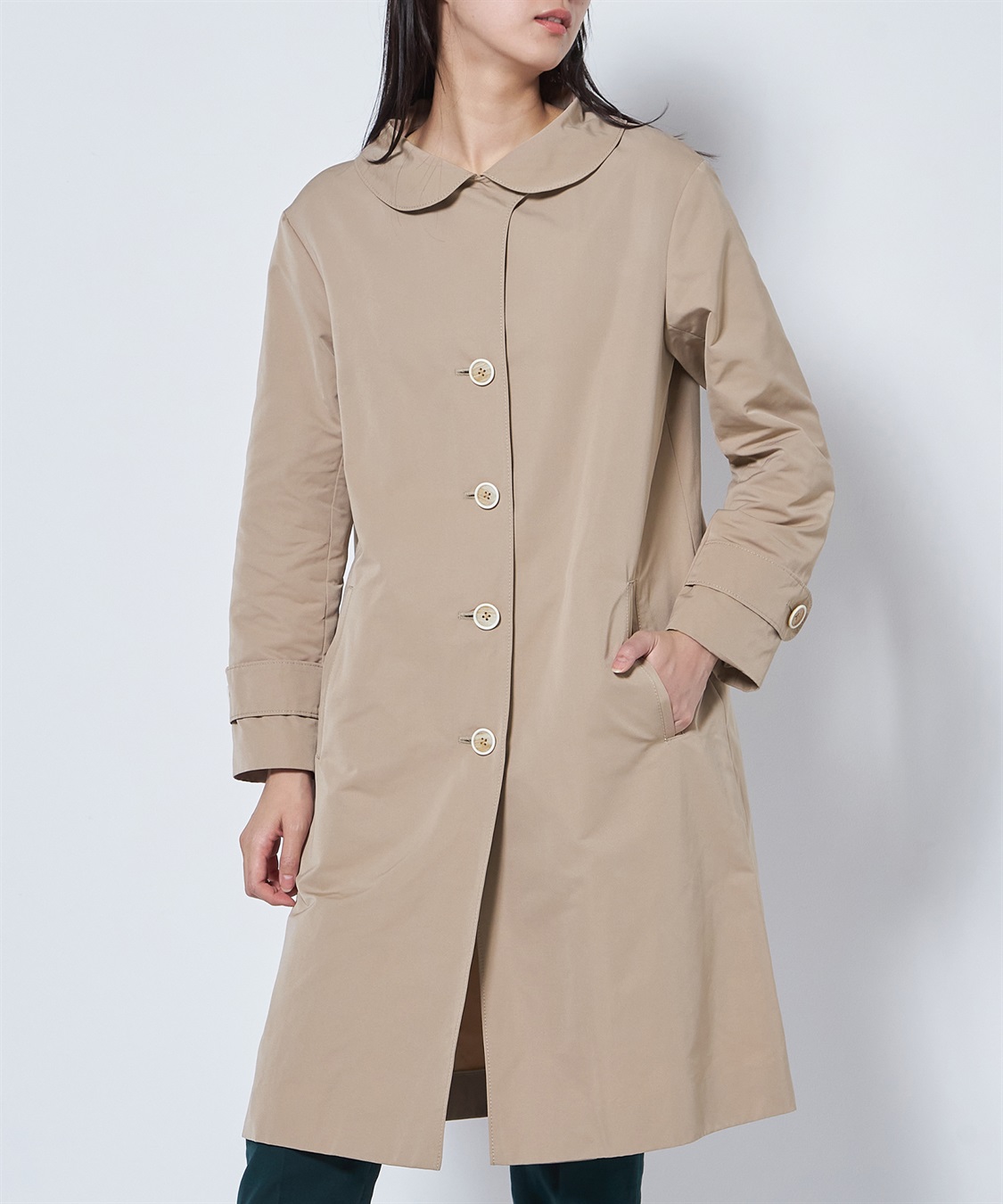 丸衿グログランステンカラーコート 49AV JUNKO SHIMADA｜クロスプラス