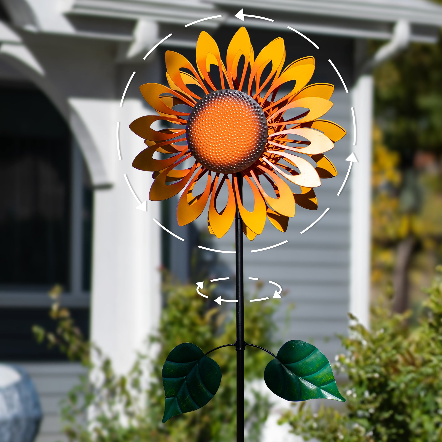 Sunny Sunflower Wind Spinner – Cyan Oasis