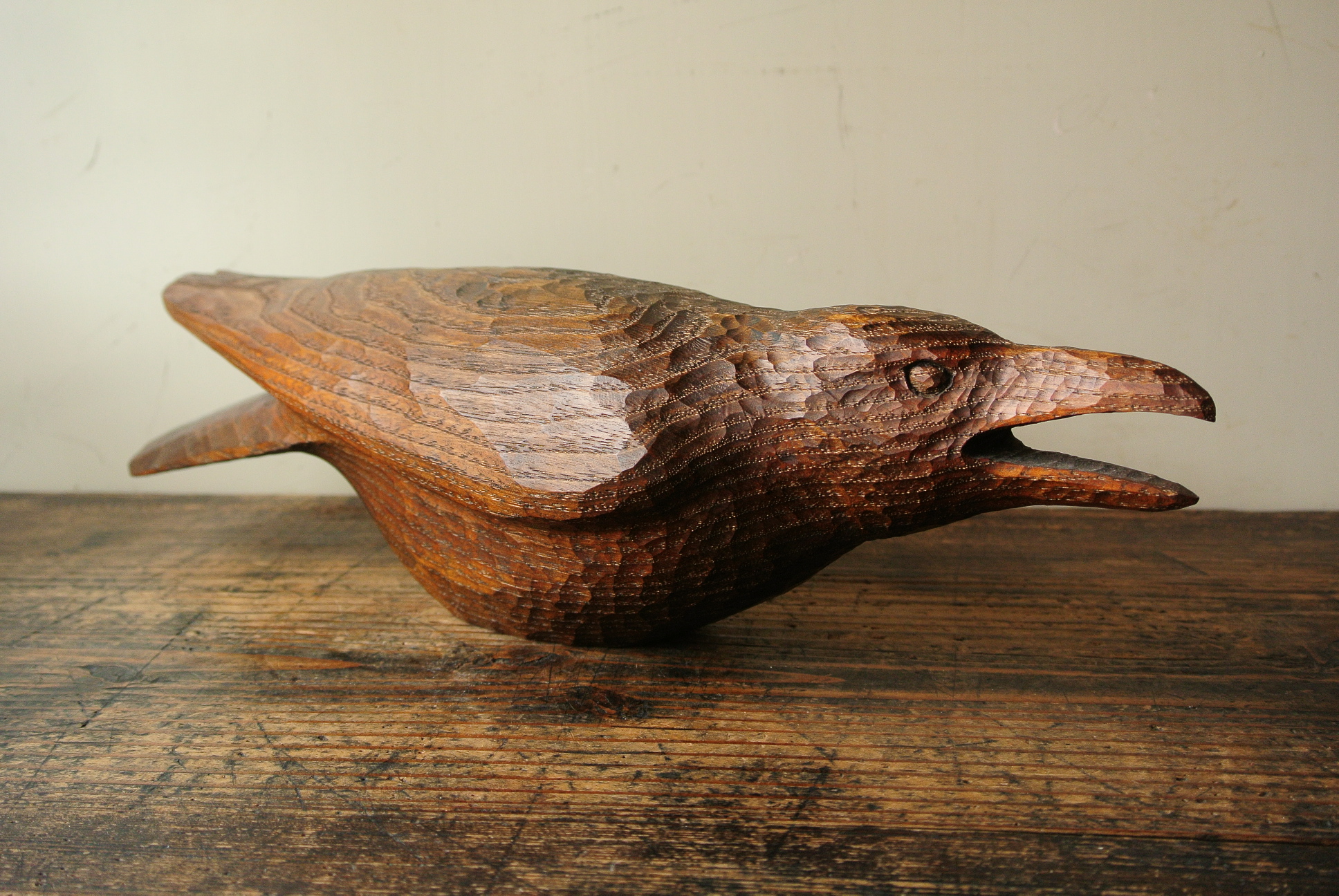 荒井修 作「カラス」木彫 - アンティーク雑貨・古道具の札幌