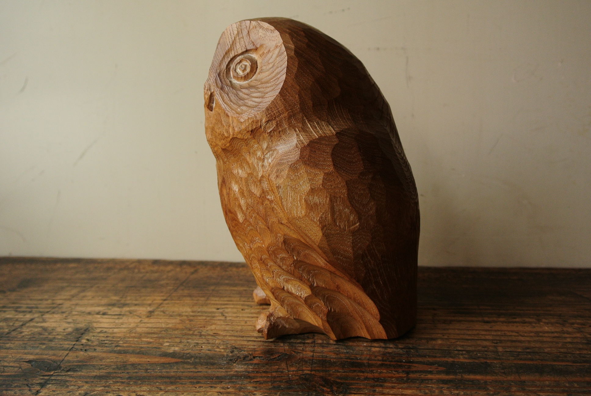 三好純男 作「えぞふくろう」木彫 - アンティーク雑貨・古道具の札幌