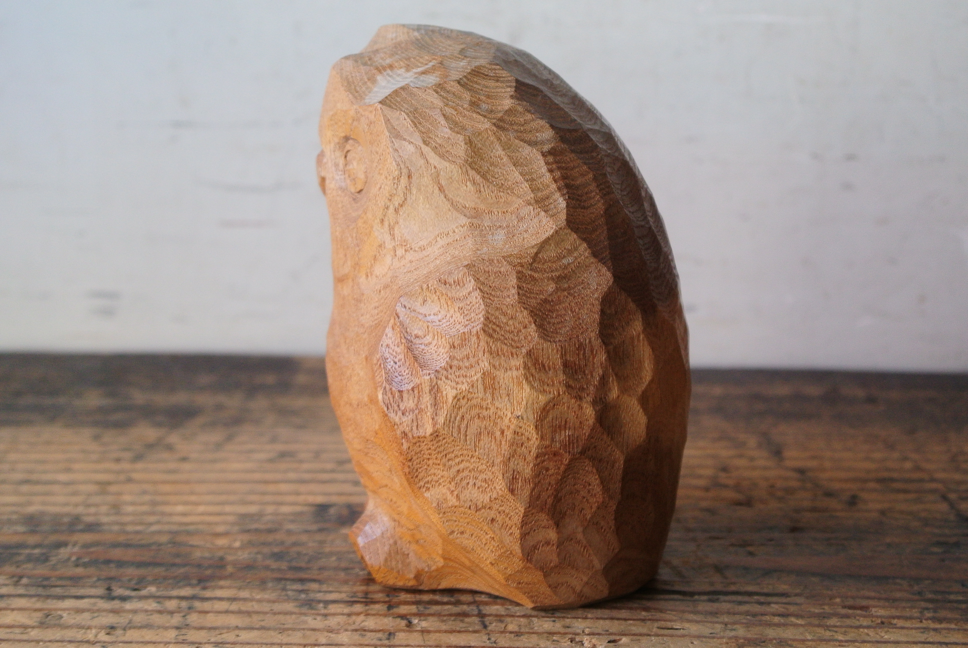 三好純男 作「ふくろう」木彫 - アンティーク雑貨・古道具の札幌