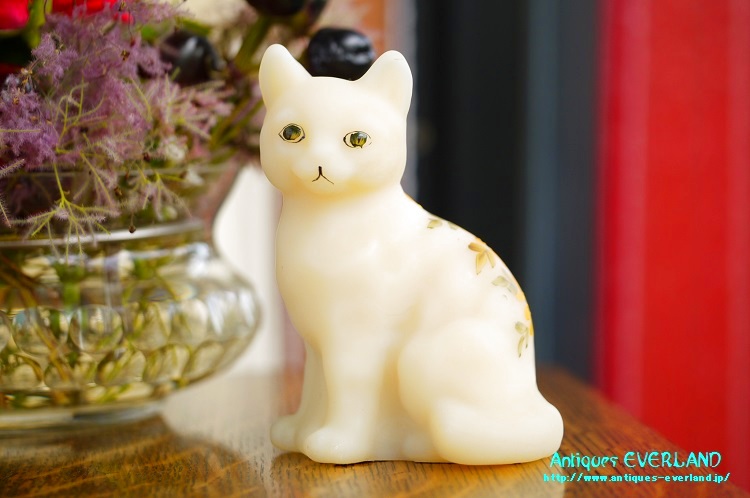 フェントン サテン ガラス 猫 デイジー