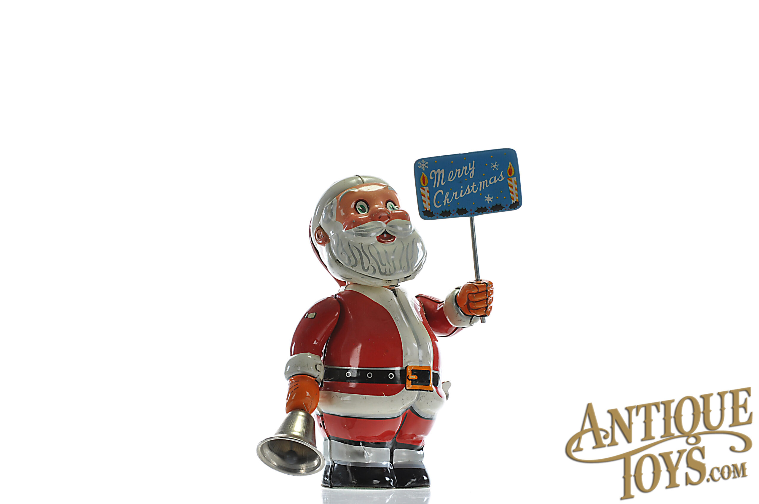 Nikko Kogyo ca. 1950s Tin Litho Windup Bell Ringing Santa Japanese