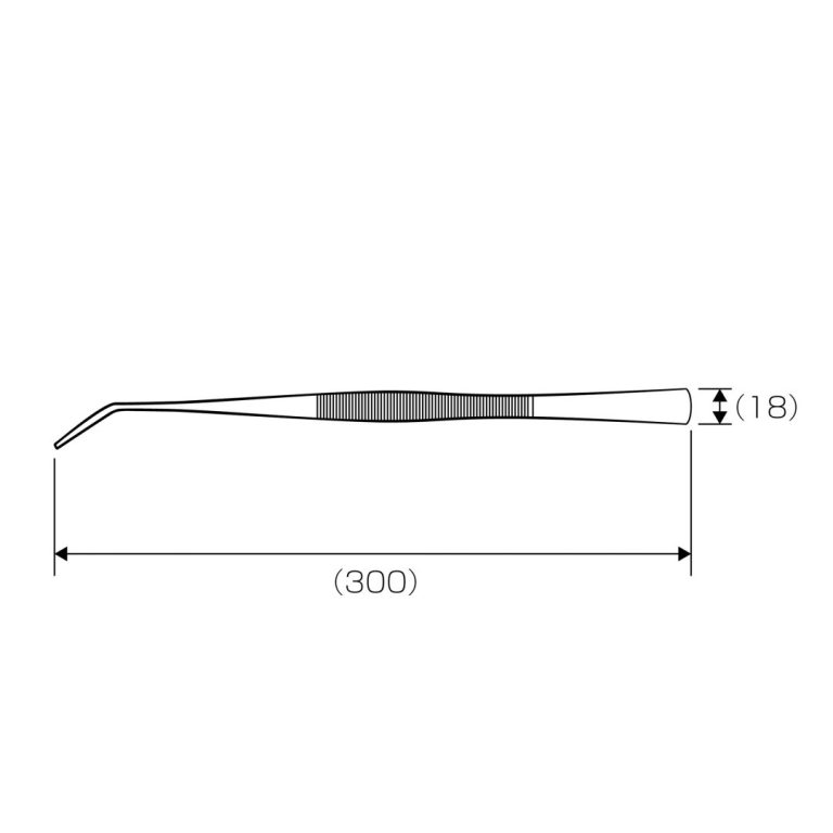 ステンレスピンセット ロング300mm 先曲（先端ギザ） | ANEXブランド