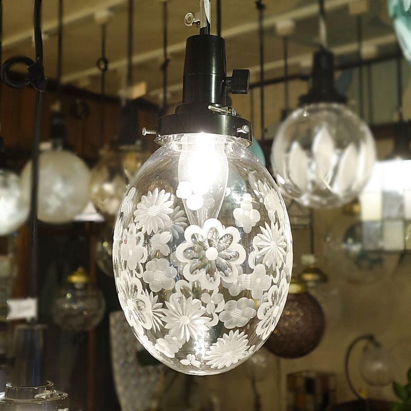 限定品 全花切子タマゴ型ペンダントライト 藤本幸治 アトリエ Ansan