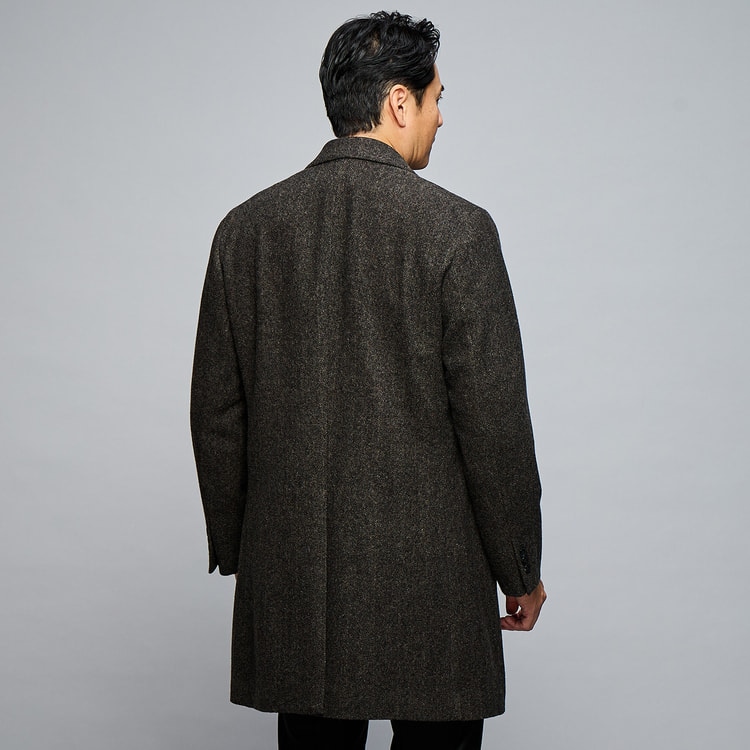 日本製素材 カシミヤ混チェスターコート ヘリンボーン柄 LES MUES