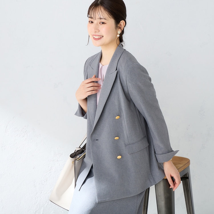 アウトレット】360°キレイ 2Wayストレッチ ダブルジャケット グレー セ