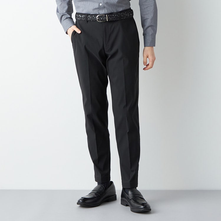 らくQパンツ】裾上げ済 ストレッチ テーパードノータック 無地【AOKI