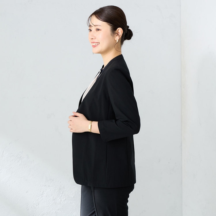 パジャマスーツ】 RENU 七分袖ノーカラージャケット セットアップ着用