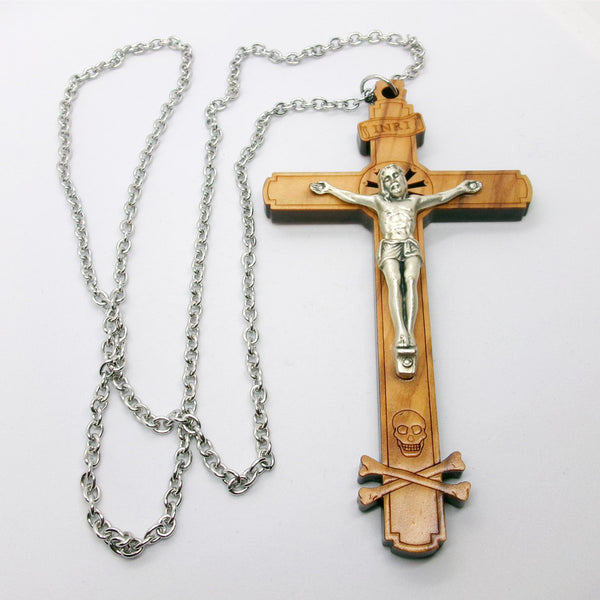 Kelly's Olive Wood Pectoral Crucifix Necklace - Ad Crucem