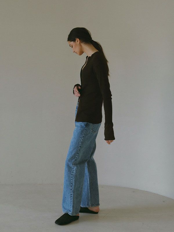 ETRE TOKYO - シアーリブニットカーディガン - ブラウン | ADDICT WEB SHOP