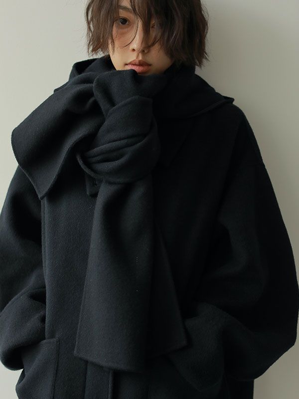 ETRE TOKYO - フーディーストールコクーンコート - BLACK | ADDICT WEB