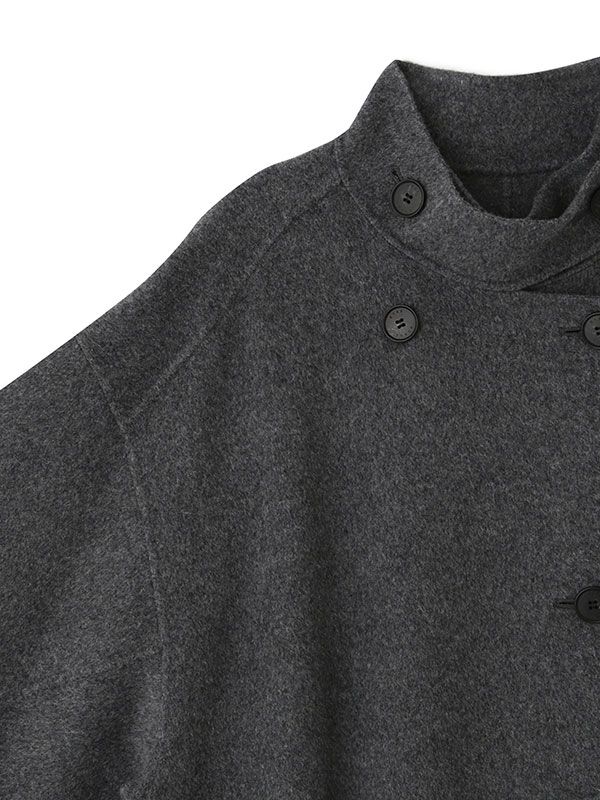 ETRE TOKYO - スタンドカラーリバーロングコート - GREY | ADDICT WEB SHOP