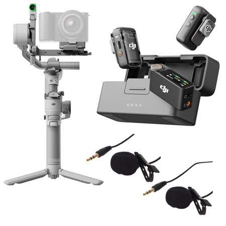 DJI Mic 2 with Lavalier Microphone and RS 4 Mini Stabilizer CP.RN