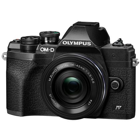 Olympus OM-D E-M10 Mark IV with ED 14-42mm F3.5-5.6 EZ Lens, Black