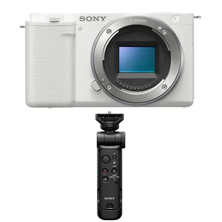 Sony ZV-E10 Mirrorless Camera, White with ACCVC1 Vlogger Accessory Kit