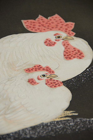 にわとりの図名古屋帯