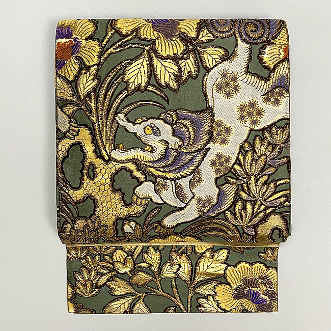 唐獅子牡丹文様の丸帯 200,000円(税込)帯23-01-41 ご売約済