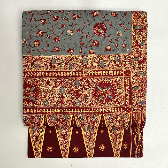 インドネシア青地バティックの名古屋帯 44,000円(税込)帯24-02-02ご