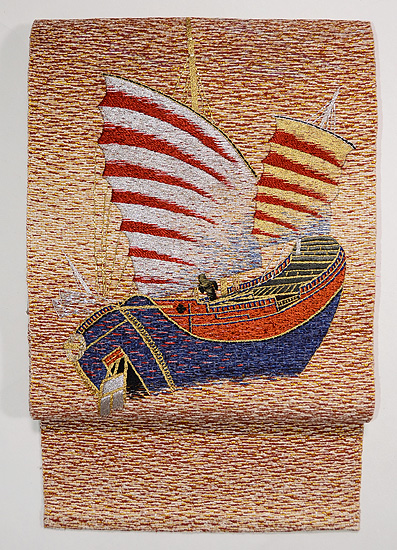 アラビア船の刺繍名古屋帯