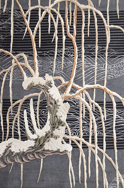 雪持ち柳夏の名古屋帯