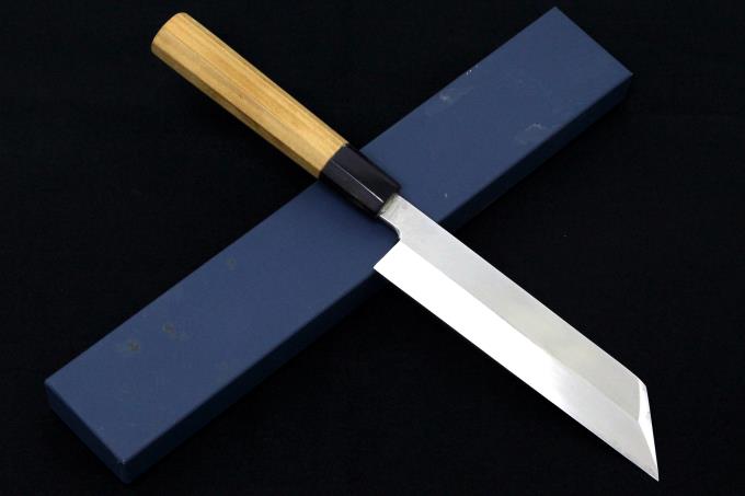 水野鍛錬所 むきもの包丁 五寸半 本焼 水牛朴八角柄 箱付 【O586