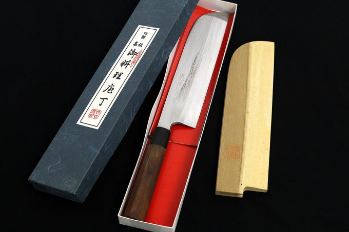 鐵劔良政 薄刃包丁 八角柄 鉄剱良政) 鎌型薄刃包丁 八寸