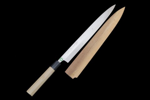 鎌型薄刃包丁 霞 八寸 銀三鋼 朴柄 箱付 名入 KN02-A9714-2L2B | 高鳳