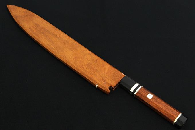 鈴木商事 身卸出刃包丁 一尺半 316mm 本焼 平鏡面 上下水牛 銀三本巻