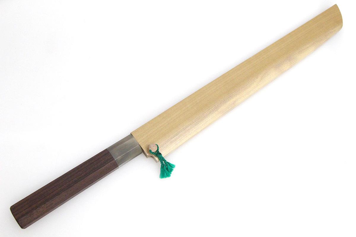 先丸蛸引包丁 墨流 尺 青二鋼 層鍛 紫檀柄 白鞘付 KN02-A9980-2L3B