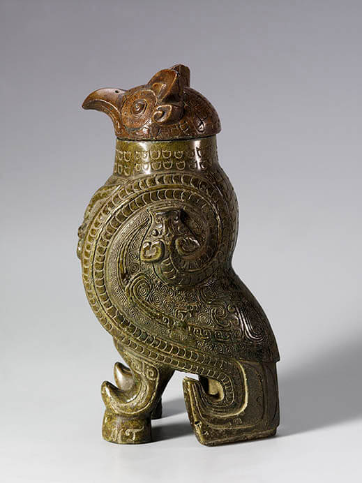 古玄社】古代文明 中国戦国時代青銅造鳥／杖首 CJ910 中国 青銅器