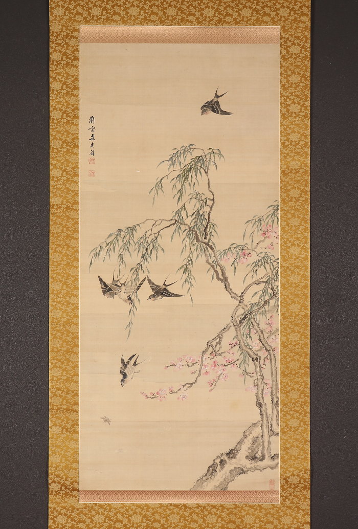 掛け軸 勝成 富士双鶴 絹本 希少 軸装 茶道具 掛軸 美品 です。 掛け軸