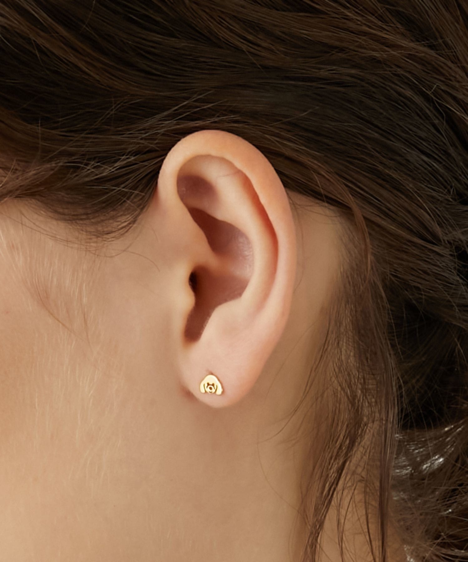 basic] K18 tiny poodle stud single pierced earring｜ARTIDA OUD