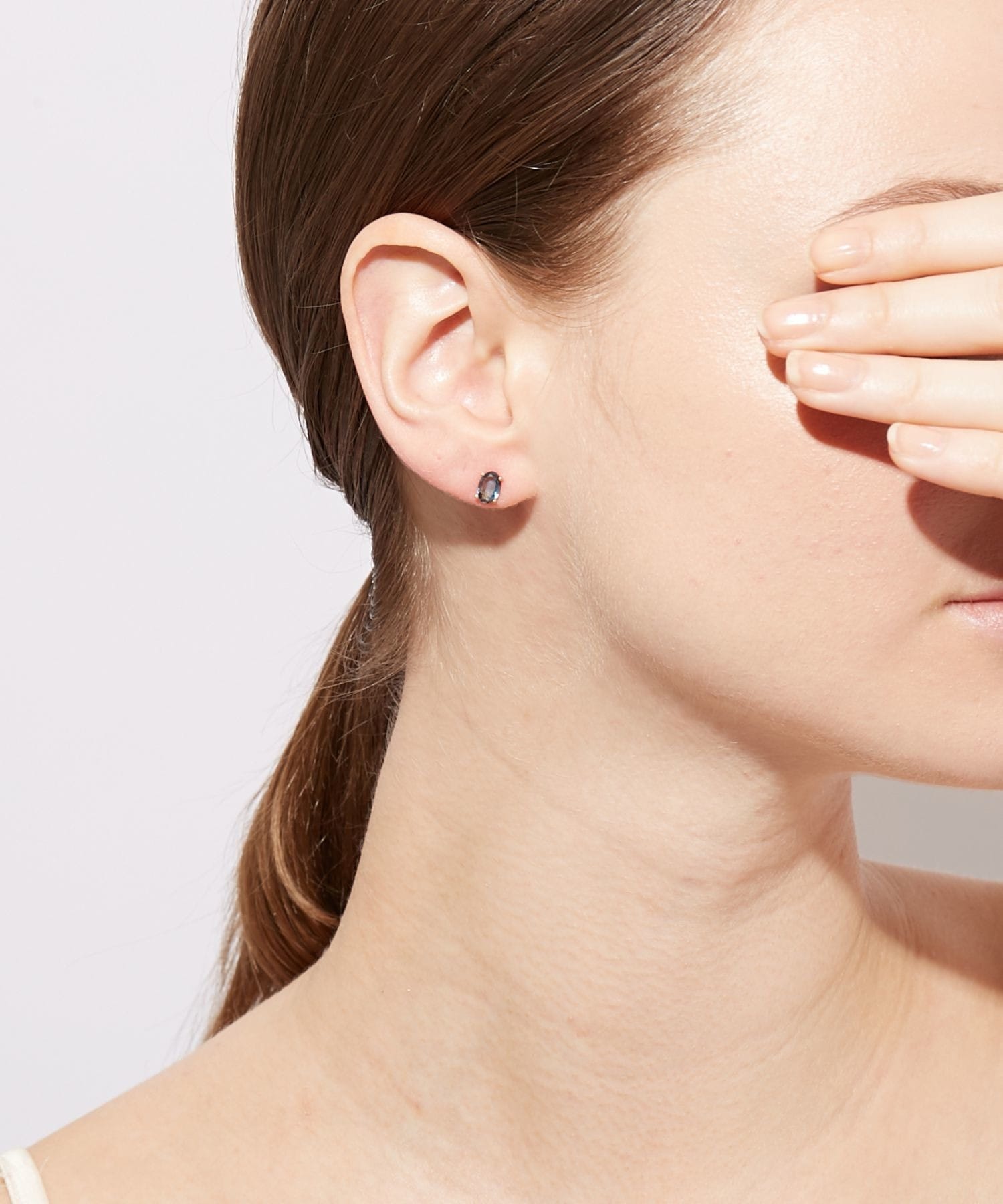 eden] K10 oval london blue topaz stud pierced earring｜ARTIDA OUD