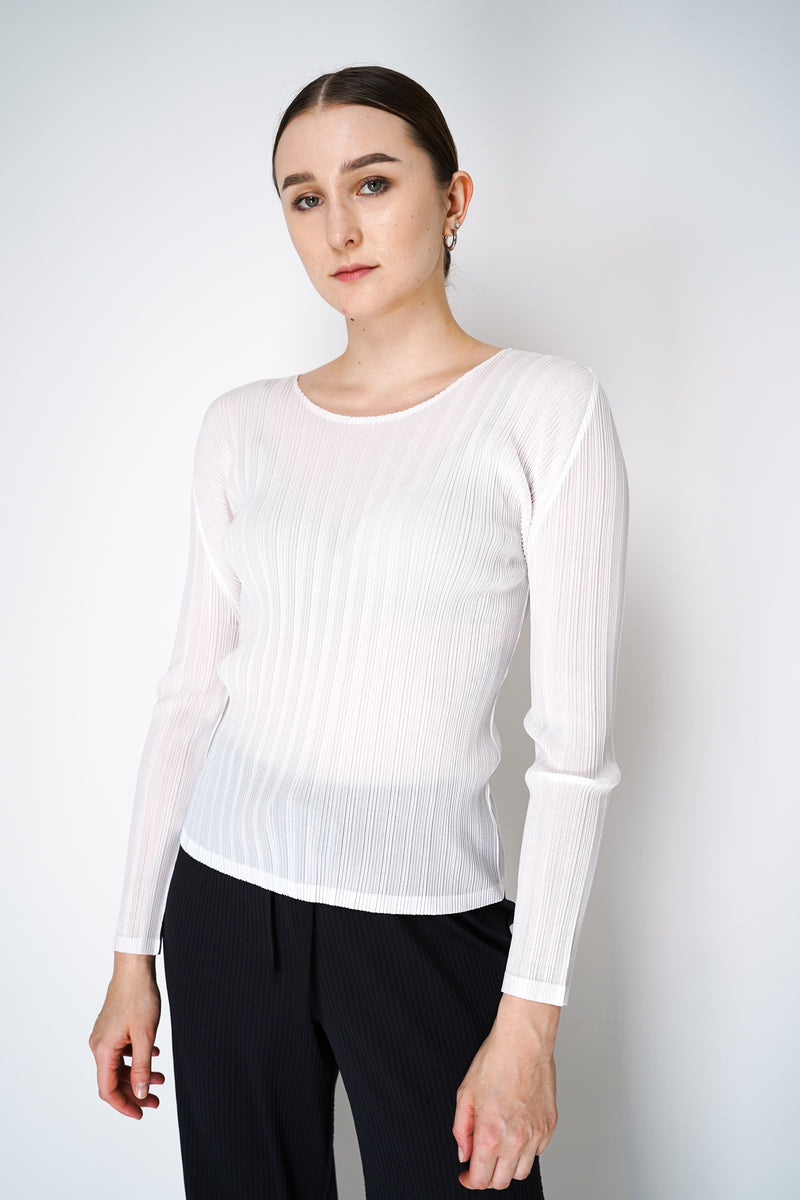 Pleats Please Issey Miyake Rib Pleats Basics Long Sleeve Top in