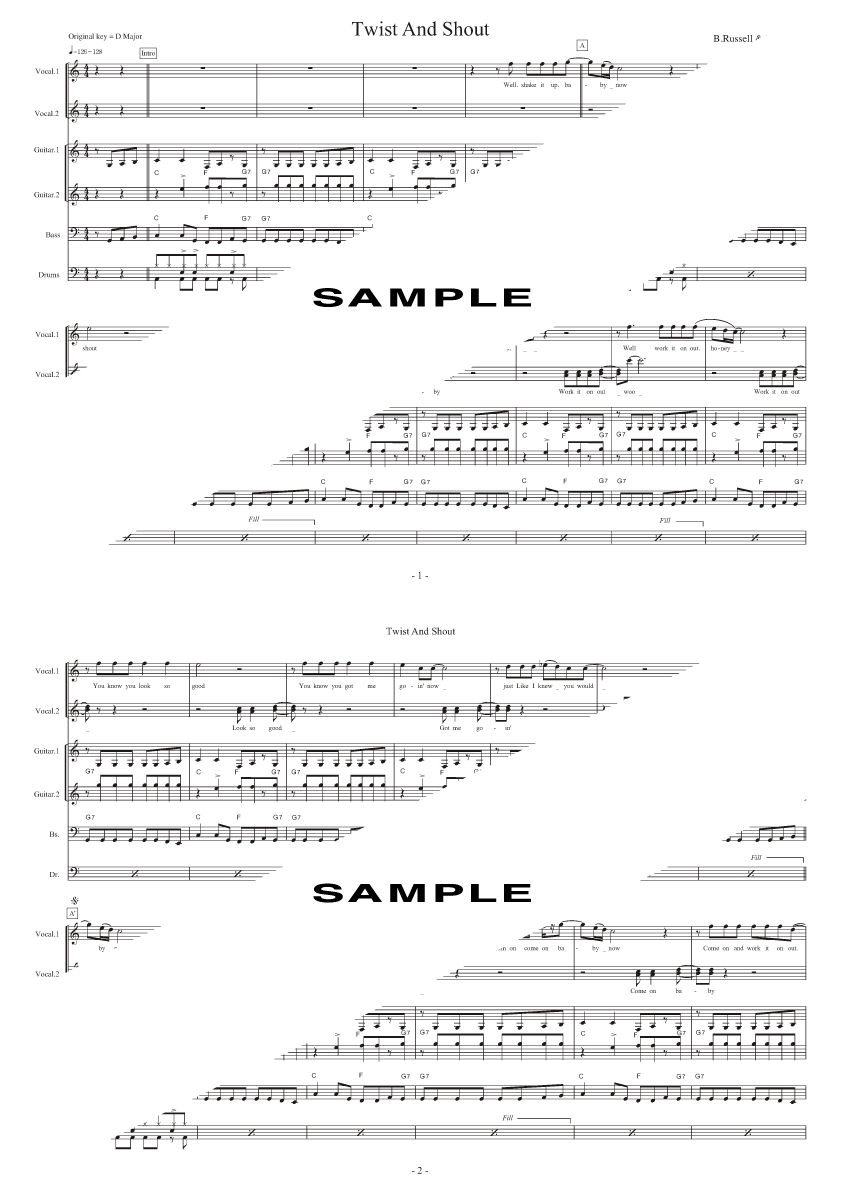 バンドスコア】Twist And Shout（Key＝C） / The Beatles（ビートルズ