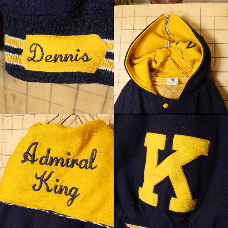 70s USA製 KAYE BROS セーラー ウール スタジャン ネイビー アワード