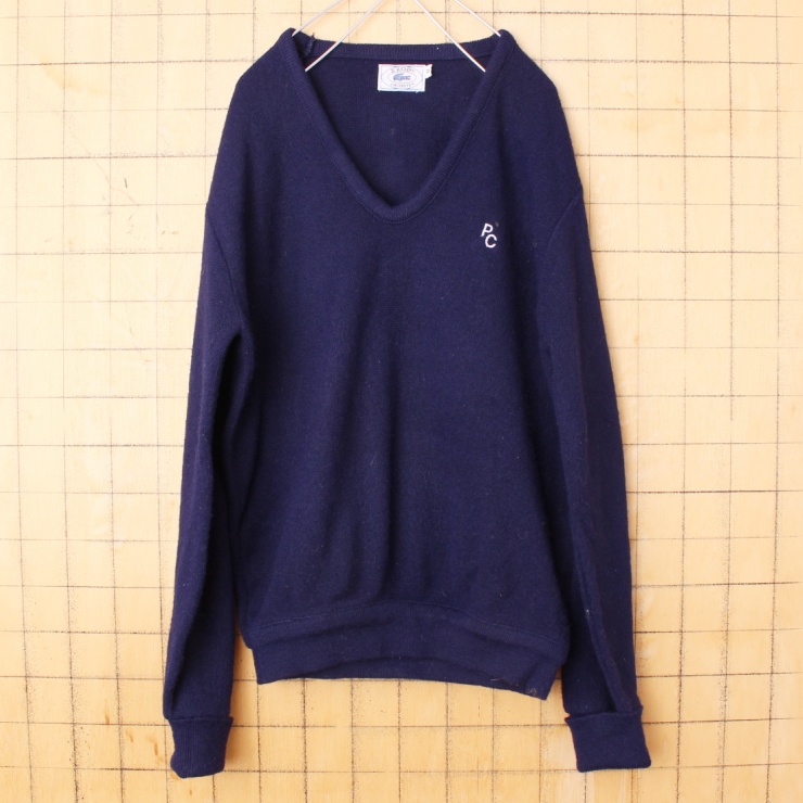 80s USA IZOD LACOSTE ラコステ アクリル ニット セーター Vネック