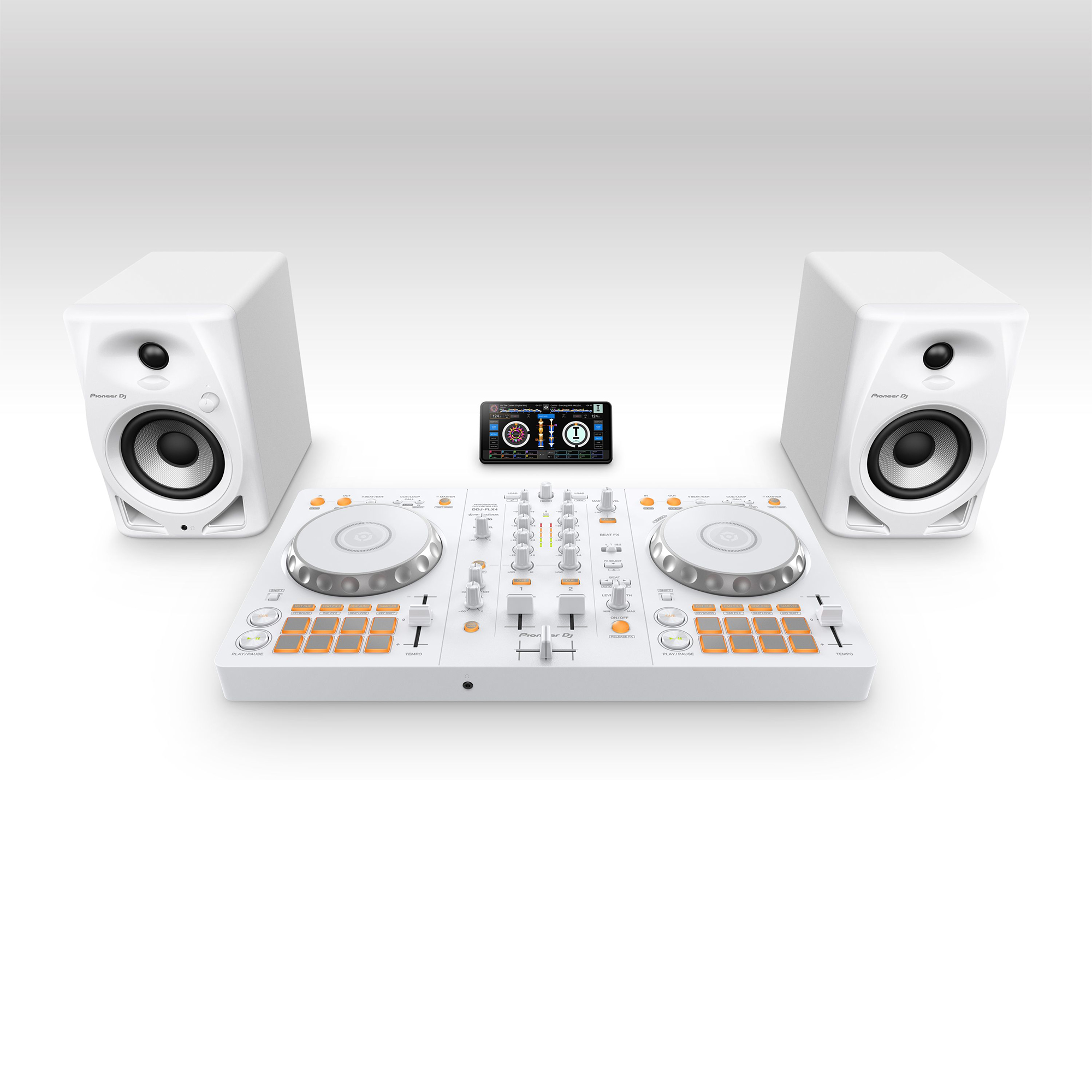 Pioneer DDJ-FLX4-W Package Deal | DJ Controller & Headphones
