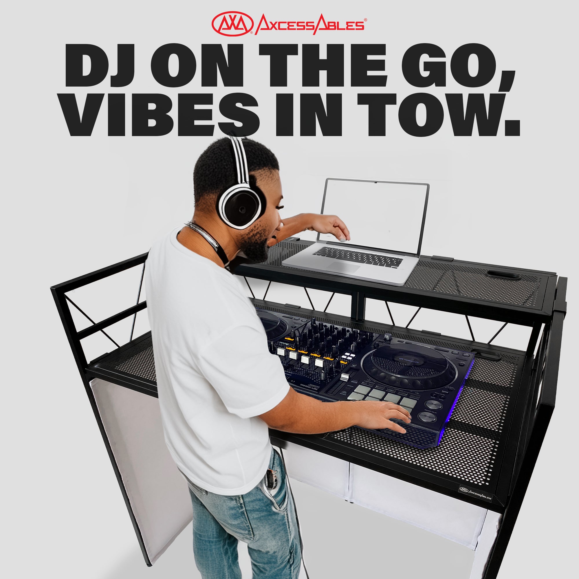 Two Tier Portable Adjustable Aluminum DJ Facade Booth – AxcessAbles