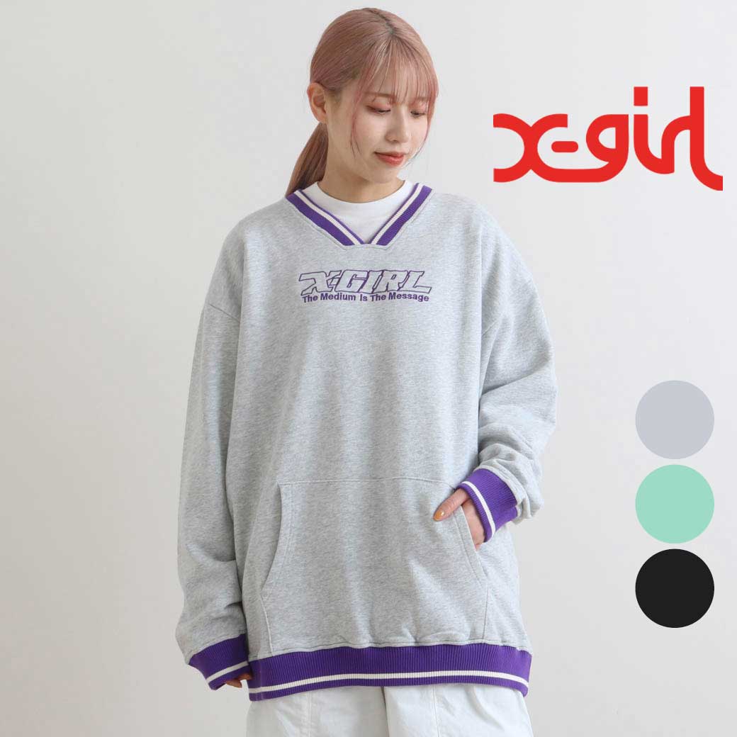 X-girl エックスガール STRIPED RIB SWEAT TOP｜BORN FREE ONLINE SHOP